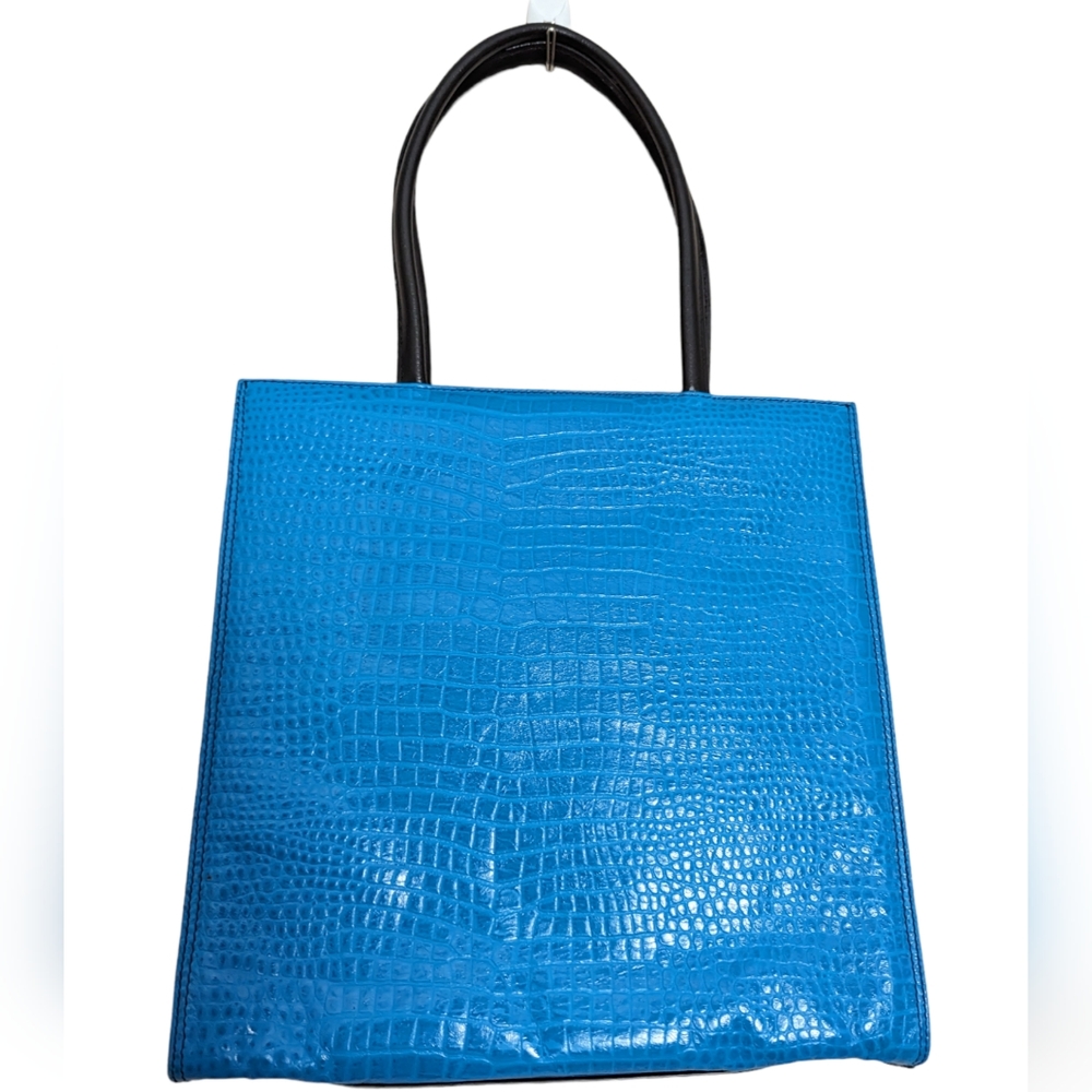 Vibrant PORTOLANO Leather Tote Bag Royal Blue